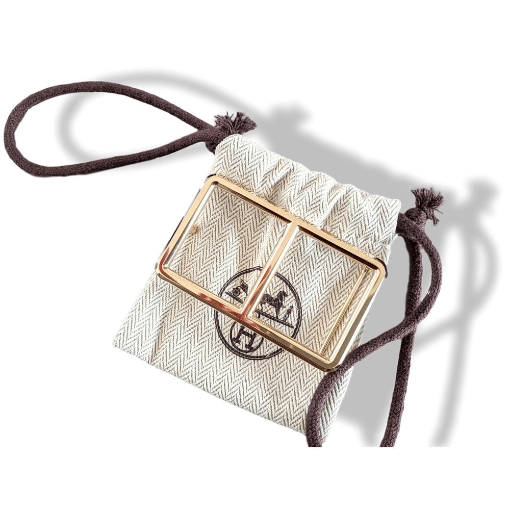 Hermes [52] Permabrass H OFFICIER Belt Buckle 38 mm, BNEW with Pouch! - poupishop