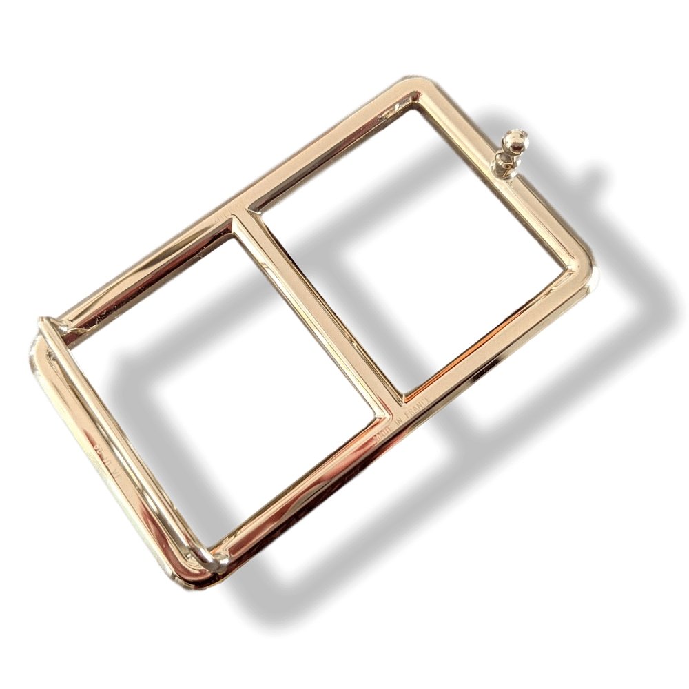 Hermes [52] Permabrass H OFFICIER Belt Buckle 38 mm, BNEW with Pouch! - poupishop