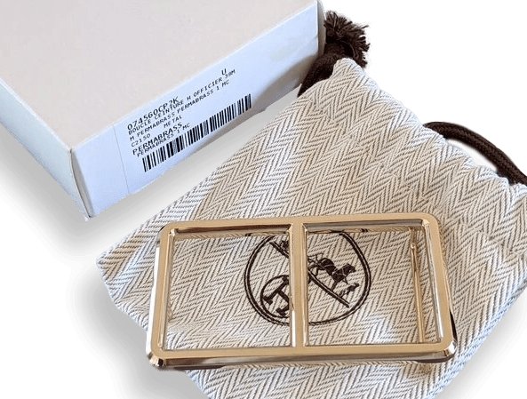 Hermes [52] Permabrass H OFFICIER Belt Buckle 38 mm, BNEW with White Box! - poupishop