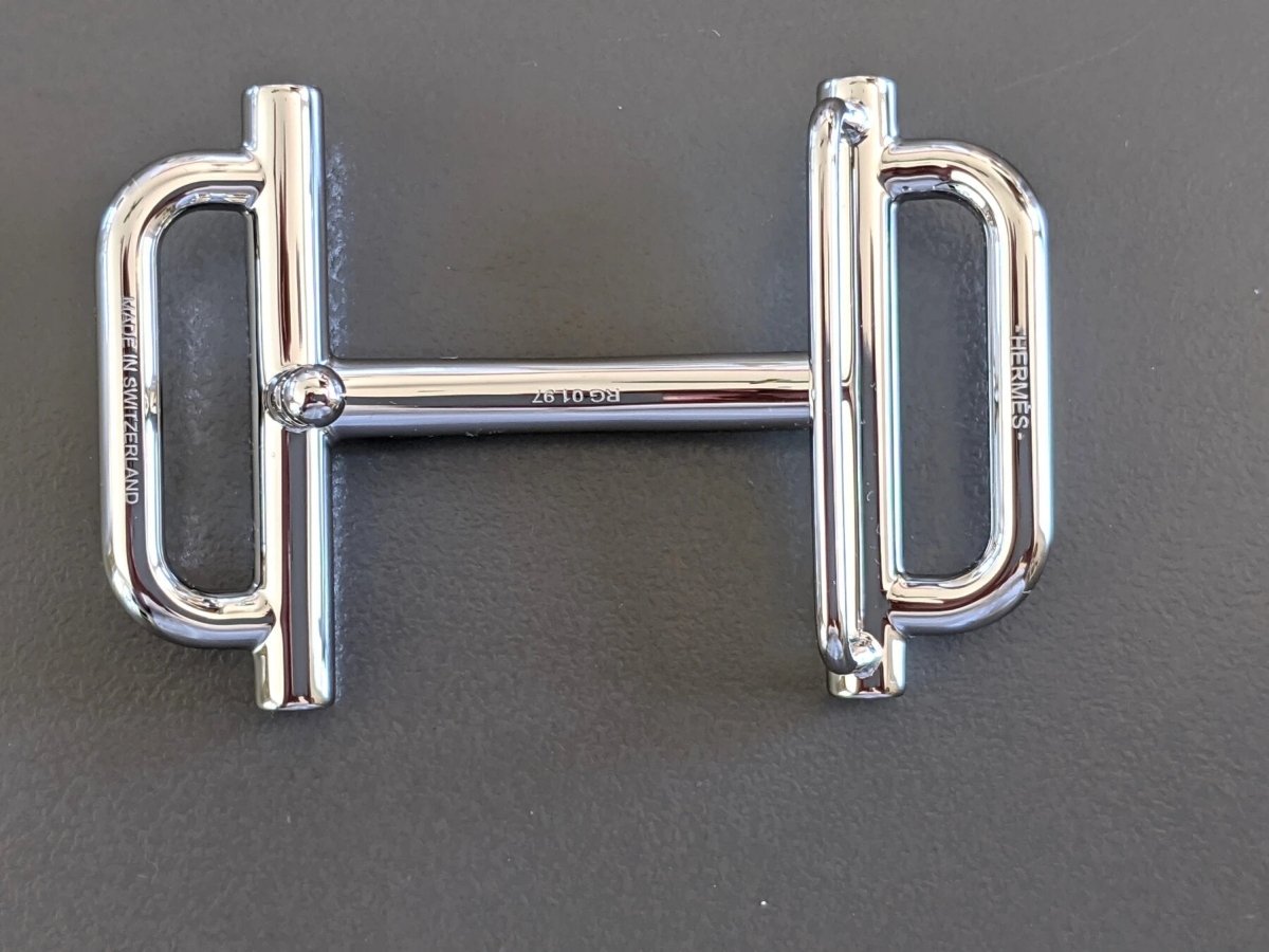 Hermes [54] Plated Silver and Palladium H ROYAL Buckle H 32mm, New in Pochette and White Box! - poupishop