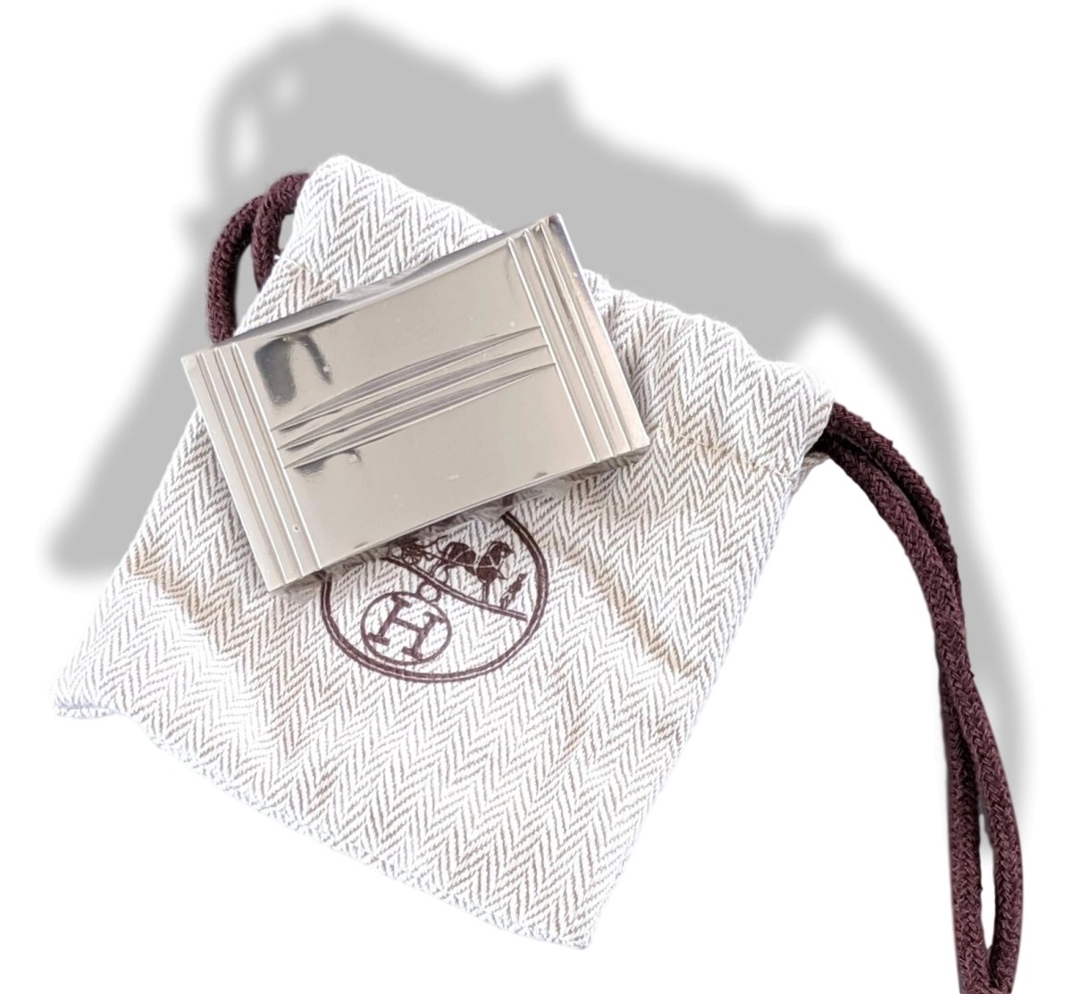 Hermes Plated Silver and Palladium DEPART Buckle H 32mm, New in Pochette!