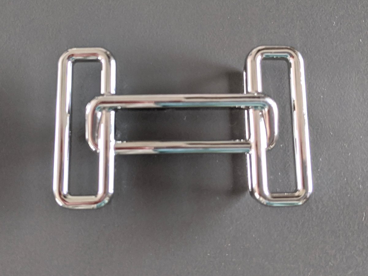 Hermes [60] Plated Silver and Palladium RYTHME Buckle H 32 mm, New in Pochette Chevron! - poupishop