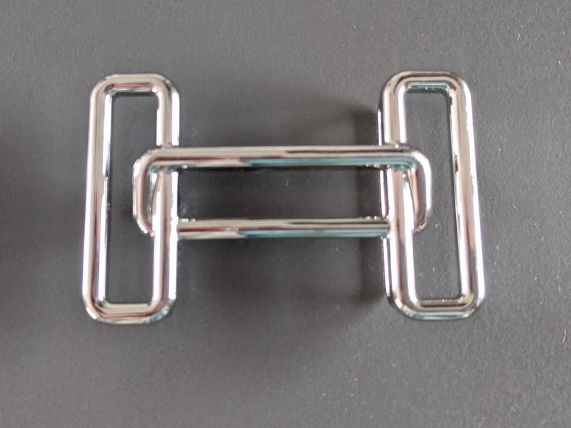 Hermes [60] Plated Silver and Palladium RYTHME Buckle H 32 mm, New in Pochette Chevron! - poupishop