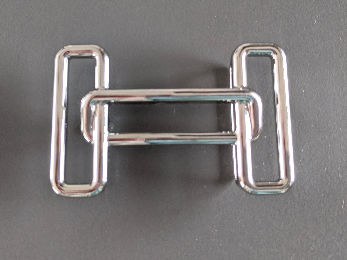 Hermes [60] Plated Silver and Palladium RYTHME Buckle H 32mm, New in Pochette Chevron! - poupishop