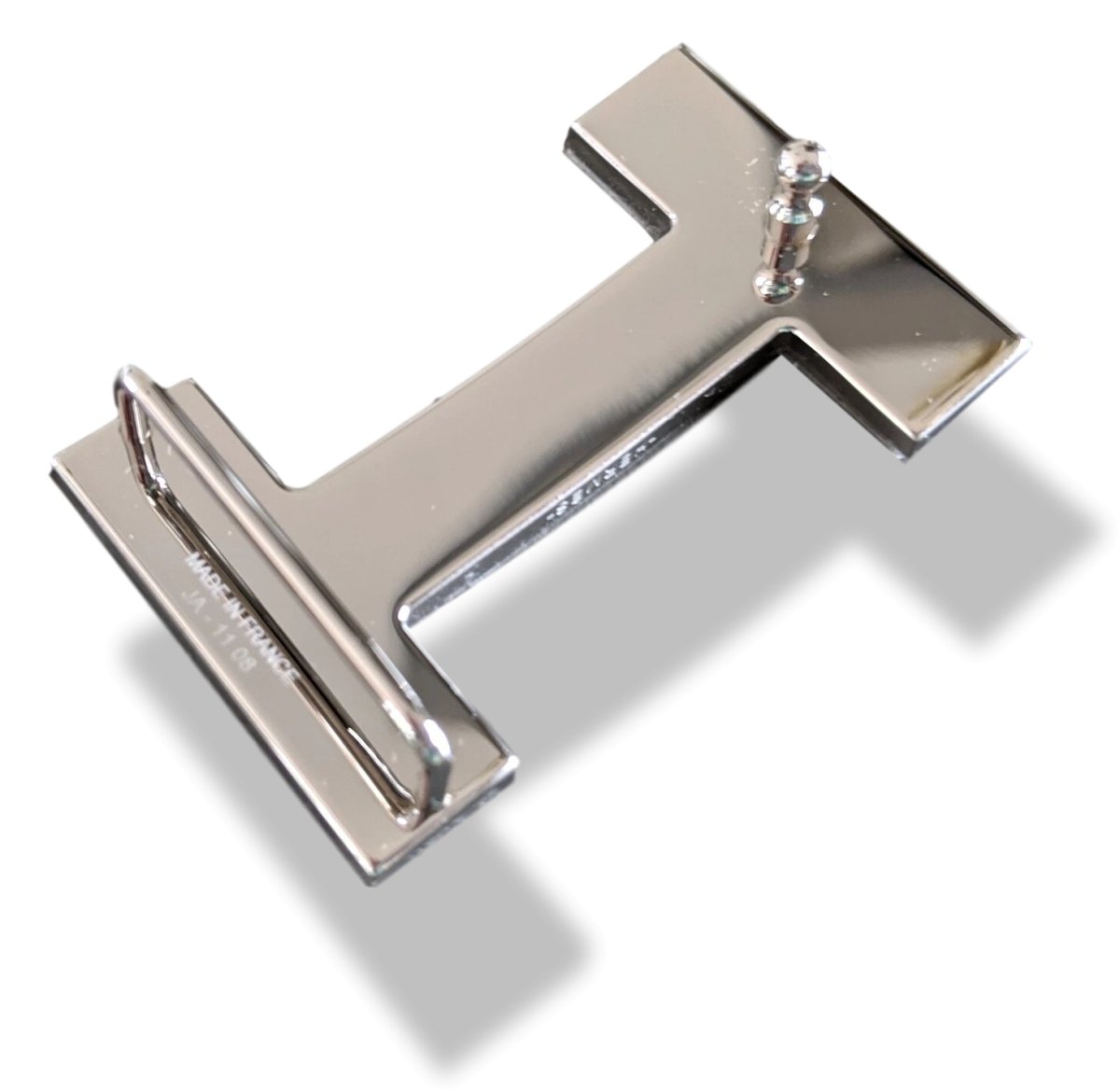 Hermes [61] Brushed Silver QUIZZ Belt Buckle H 32 mm, New with Pochette! - poupishop