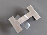 Hermes [61] Brushed Silver QUIZZ Belt Buckle H 32 mm, New with Pochette and White Box! - poupishop