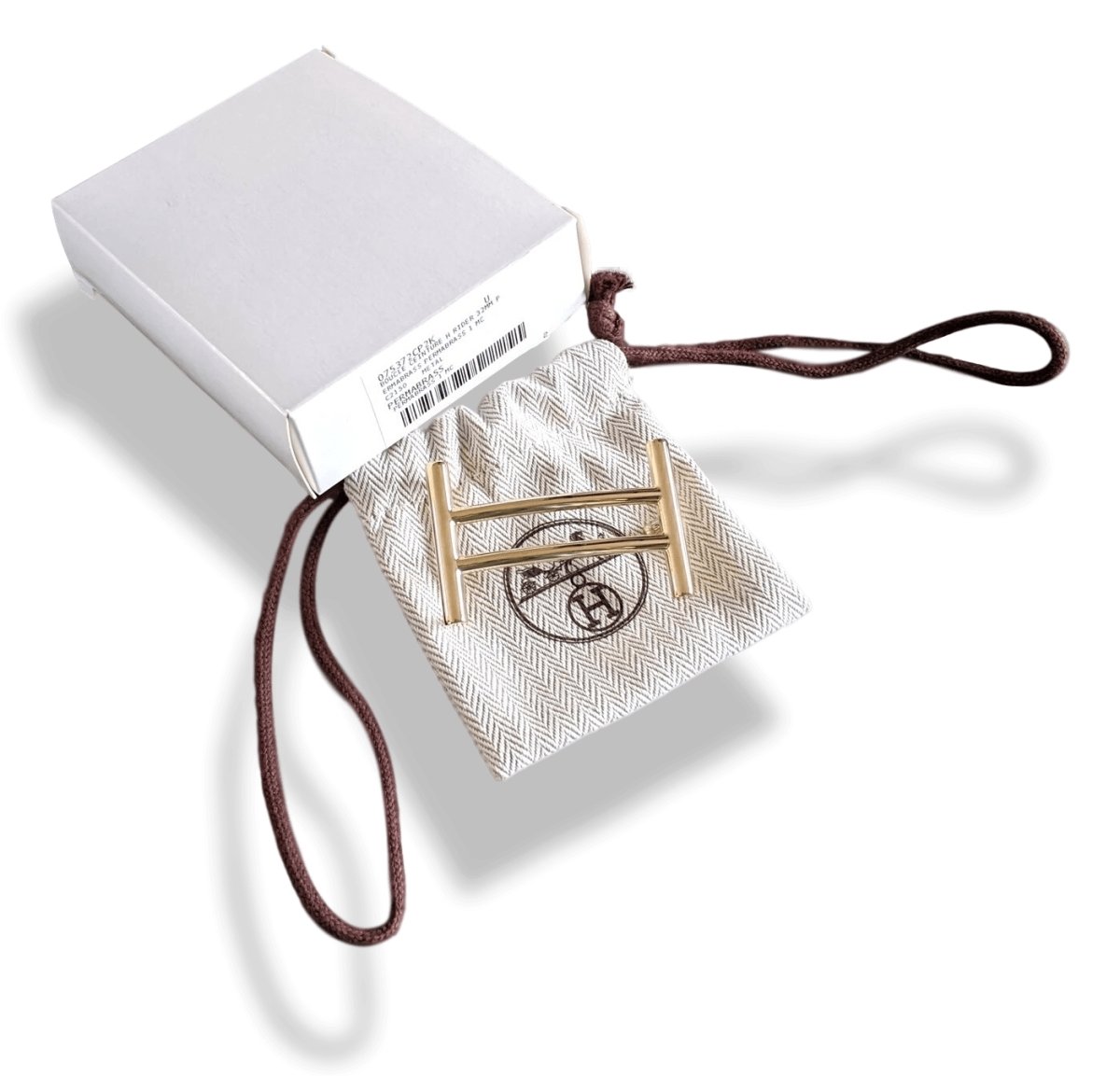 Hermes [63] Permabrass H RIDER Buckle H 32 mm, New in Pochette and White Box! - poupishop