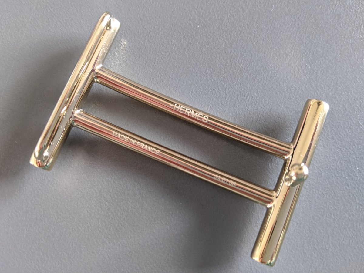 Hermes [63] Permabrass H RIDER Buckle H 32 mm, New in Pochette and White Box! - poupishop