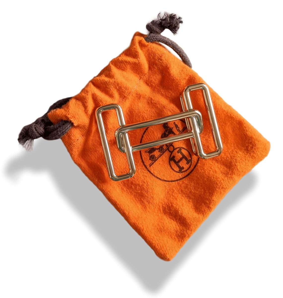 Hermes [64] Permabrass H RYTHME Buckle H 32 mm, New in Orange Pochette! - poupishop