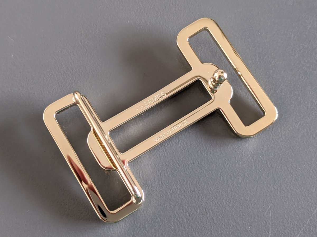 Hermes [64] Permabrass H RYTHME Buckle H 32 mm, New in Pochette and White Box! - poupishop