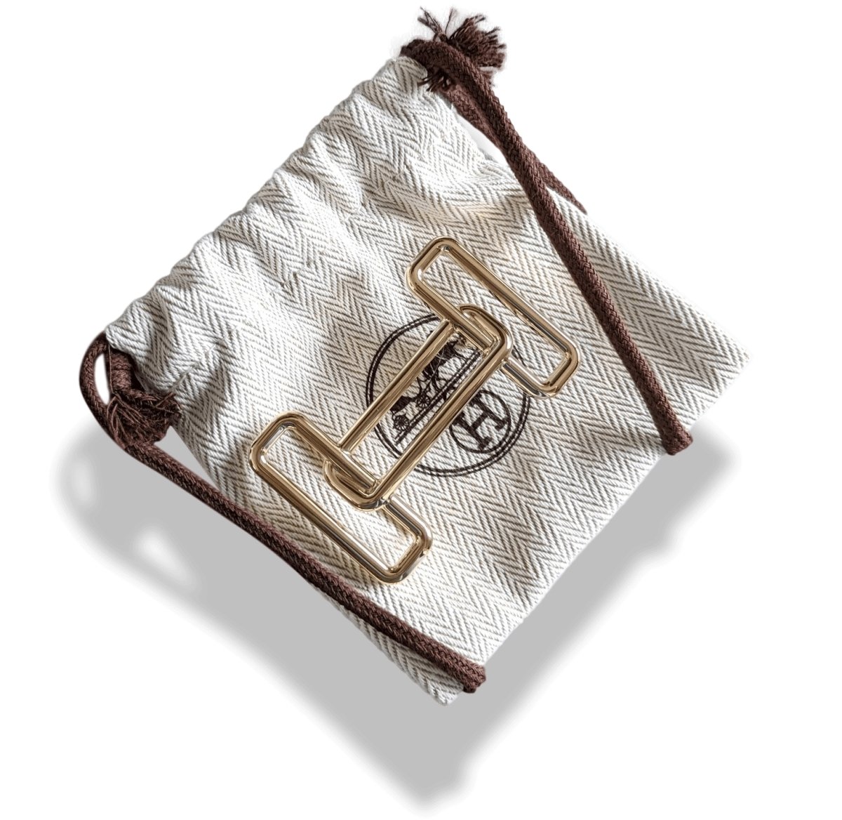 Hermes [64] Permabrass H RYTHME Buckle H 32 mm, New in Pochette Chevron! - poupishop