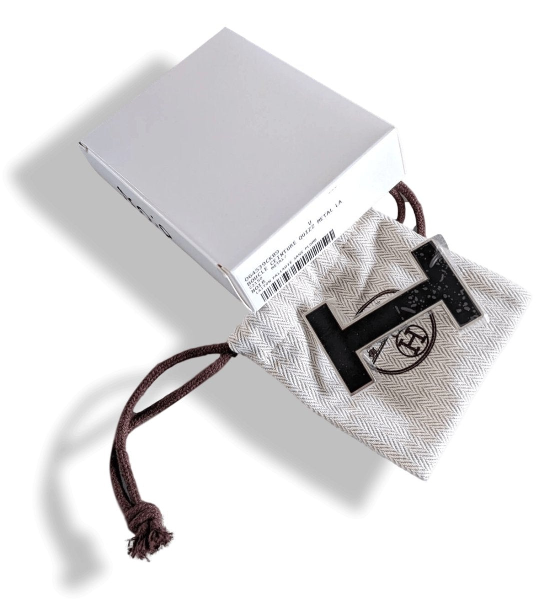 Hermes [65] Black Enamel Palladium H QUIZZ Belt Buckle H 32mm, New with Pochette and Box!! - poupishop
