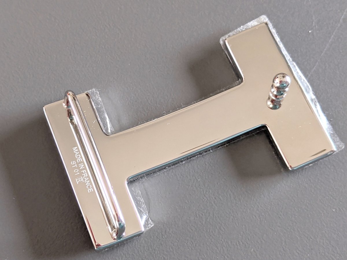 Hermes [65] Black Enamel Palladium H QUIZZ Belt Buckle H 32mm, New with Pochette and Box!! - poupishop