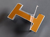 Hermes [66] Caramel Ochre Lacquered Enamel & Palladium QUIZZ Belt Buckle H 32mm, New with Pochette! - poupishop