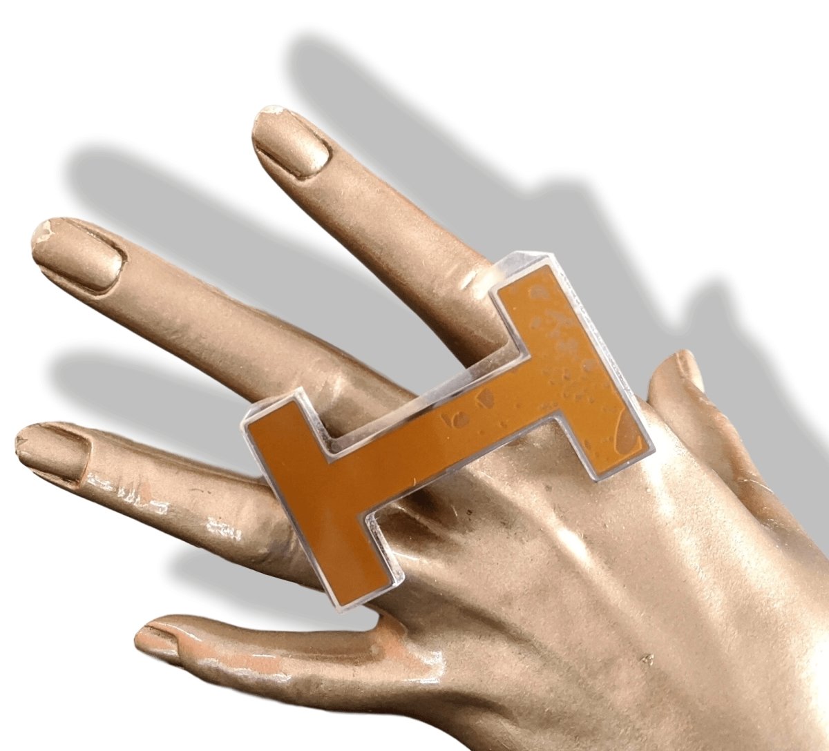 Hermes [66] Caramel Ochre Lacquered Enamel & Palladium QUIZZ Belt Buckle H 32mm, New with Pochette! - poupishop