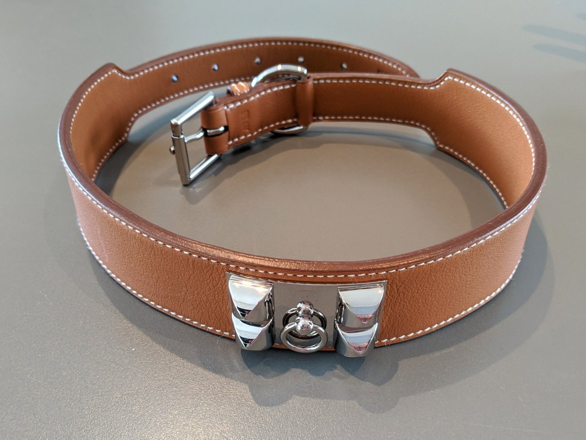 Hermes [67] 2009 Gold Leather COLLIER DE CHIEN Big DOG COLLAR XL Rare, BNIB! - poupishop