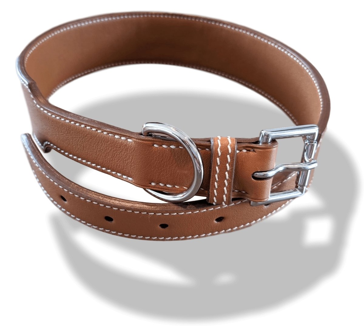 Hermes [67] 2009 Gold Leather COLLIER DE CHIEN Big DOG COLLAR XL Rare, BNIB! - poupishop