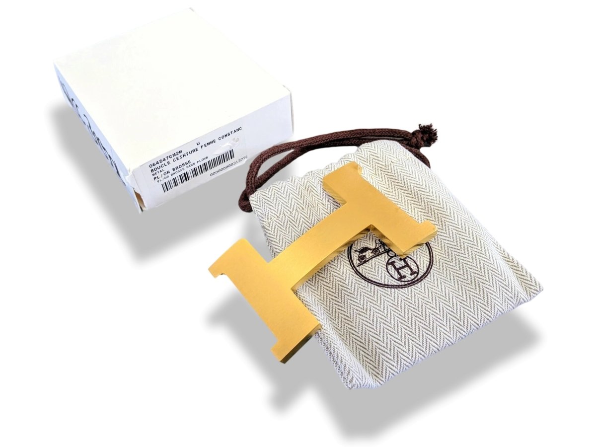 Hermes [67] Huge Brushed Gold/Or Brosse Belt Buckle Constance 42 mm, New in Pochette and White Box! - poupishop