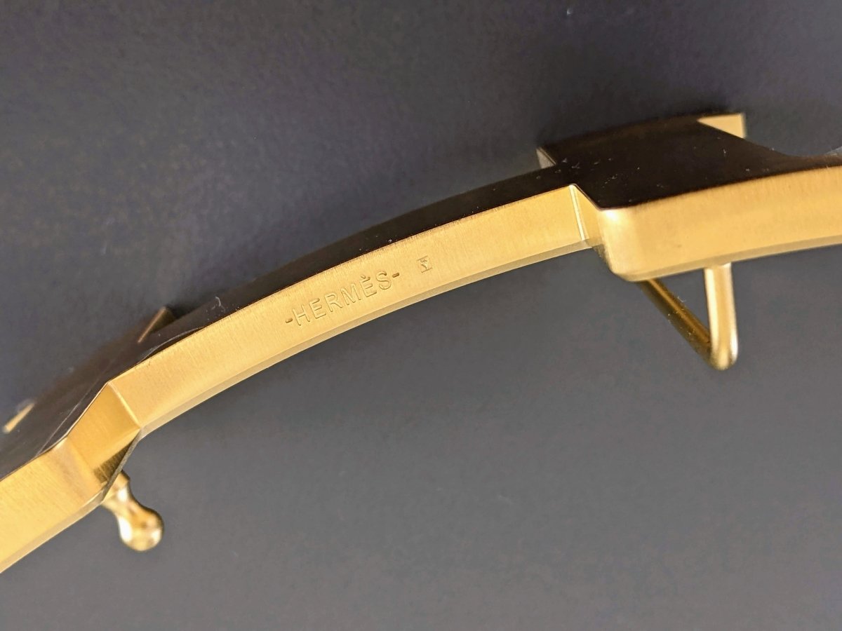 Hermes [67] Huge Brushed Gold/Or Brosse Belt Buckle Constance 42 mm, New in Pochette and White Box! - poupishop