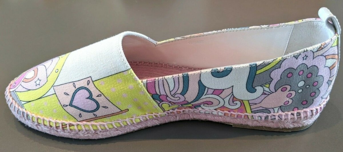 Hermes [68] Womens' Pink Psychedelic Cotton Canvas Espadrilles Sneakers Cord Shoes, Sz40, BNIB! - poupishop