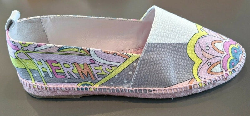Hermes [68] Womens' Pink Psychedelic Cotton Canvas Espadrilles Sneakers Cord Shoes, Sz40, BNIB! - poupishop