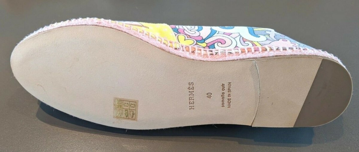 Hermes [68] Womens' Pink Psychedelic Cotton Canvas Espadrilles Sneakers Cord Shoes, Sz40, BNIB! - poupishop