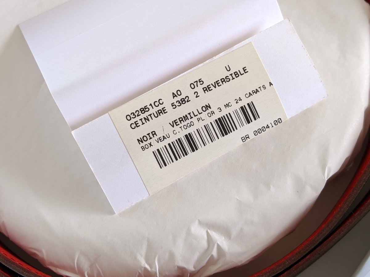 Hermes [7] 2004 Black Box/Vermillon Togo Reversible Leather Strap Belt 32 MM Sz75, NIB! - poupishop