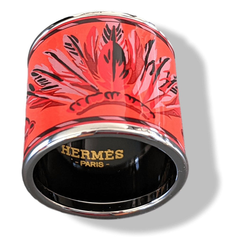Hermes [70] 2014 Red/Silver Enamel BRAZIL Scarf Ring, BNIB! - poupishop