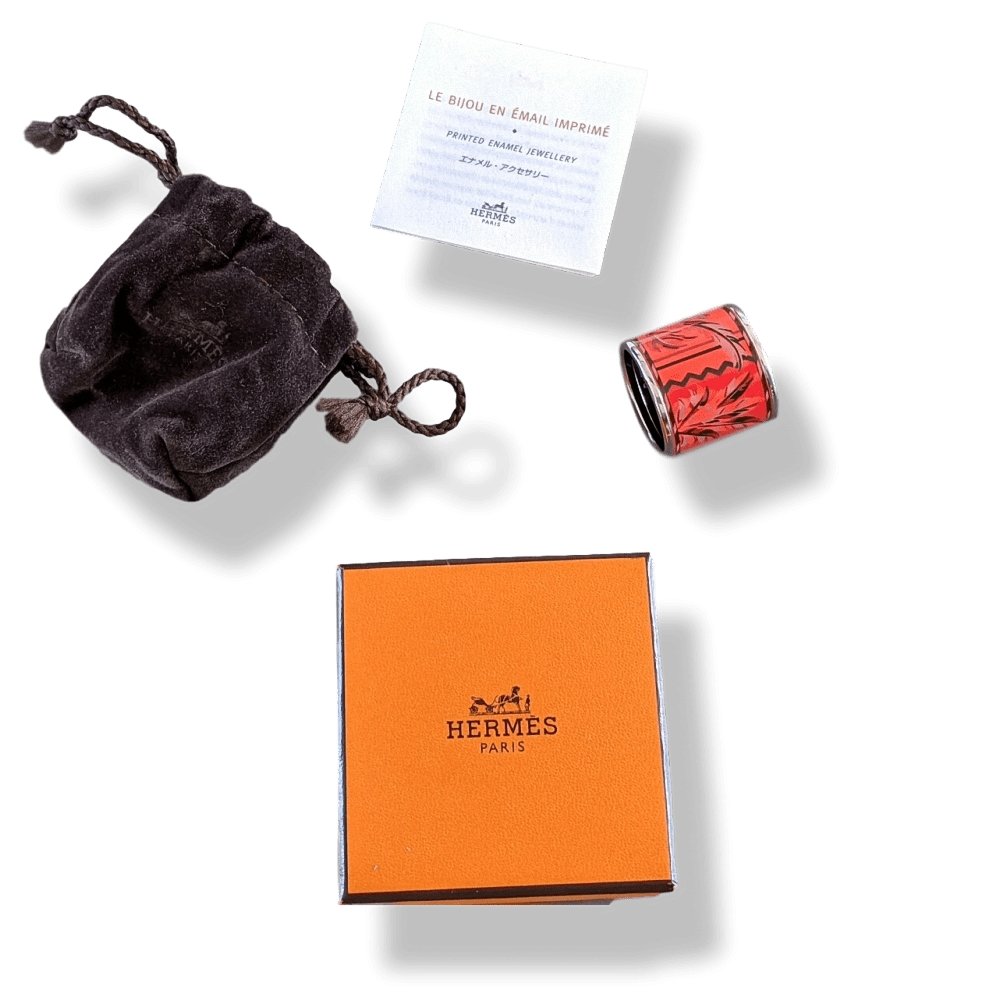 Hermes [70] 2014 Red/Silver Enamel BRAZIL Scarf Ring, BNIB! - poupishop