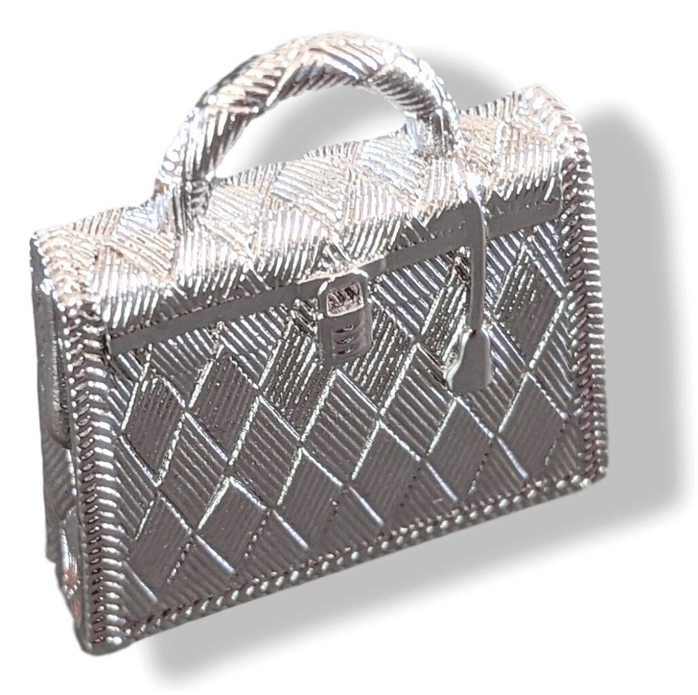 Hermes [70] 2019 Shiny Silver and Palladium "Curiosite Kelly Bag" Guillochee Charm Pendant, BNIB! - poupishop