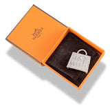 Hermes [70] 2019 Shiny Silver and Palladium "Curiosite Kelly Bag" Guillochee Charm Pendant, BNIB! - poupishop