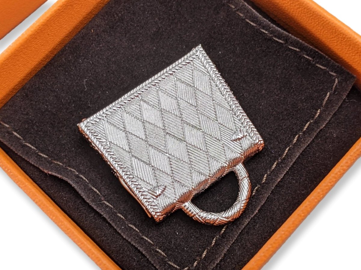 Hermes [70.1] 2019 Shiny Silver and Palladium CURIOSITE KELLY BAG Pendant Bag Charm, BNIB! - poupishop