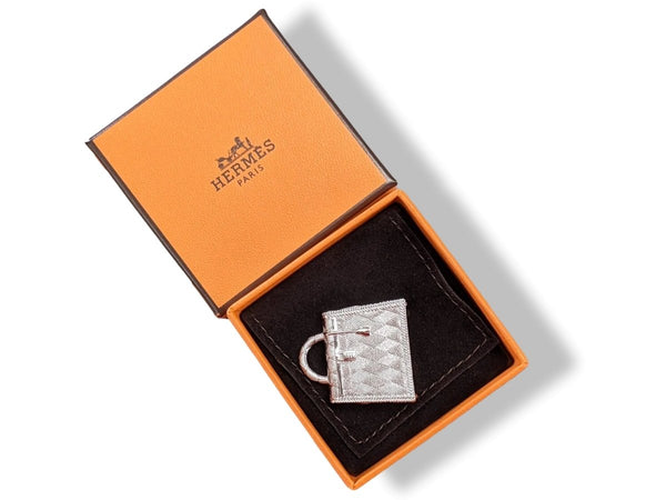 Hermes [70.1] 2019 Shiny Silver and Palladium CURIOSITE KELLY BAG Pendant Bag Charm, BNIB! - poupishop