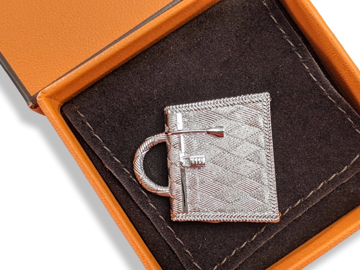 Hermes [70.1] 2019 Shiny Silver and Palladium CURIOSITE KELLY BAG Pendant Bag Charm, BNIB! - poupishop