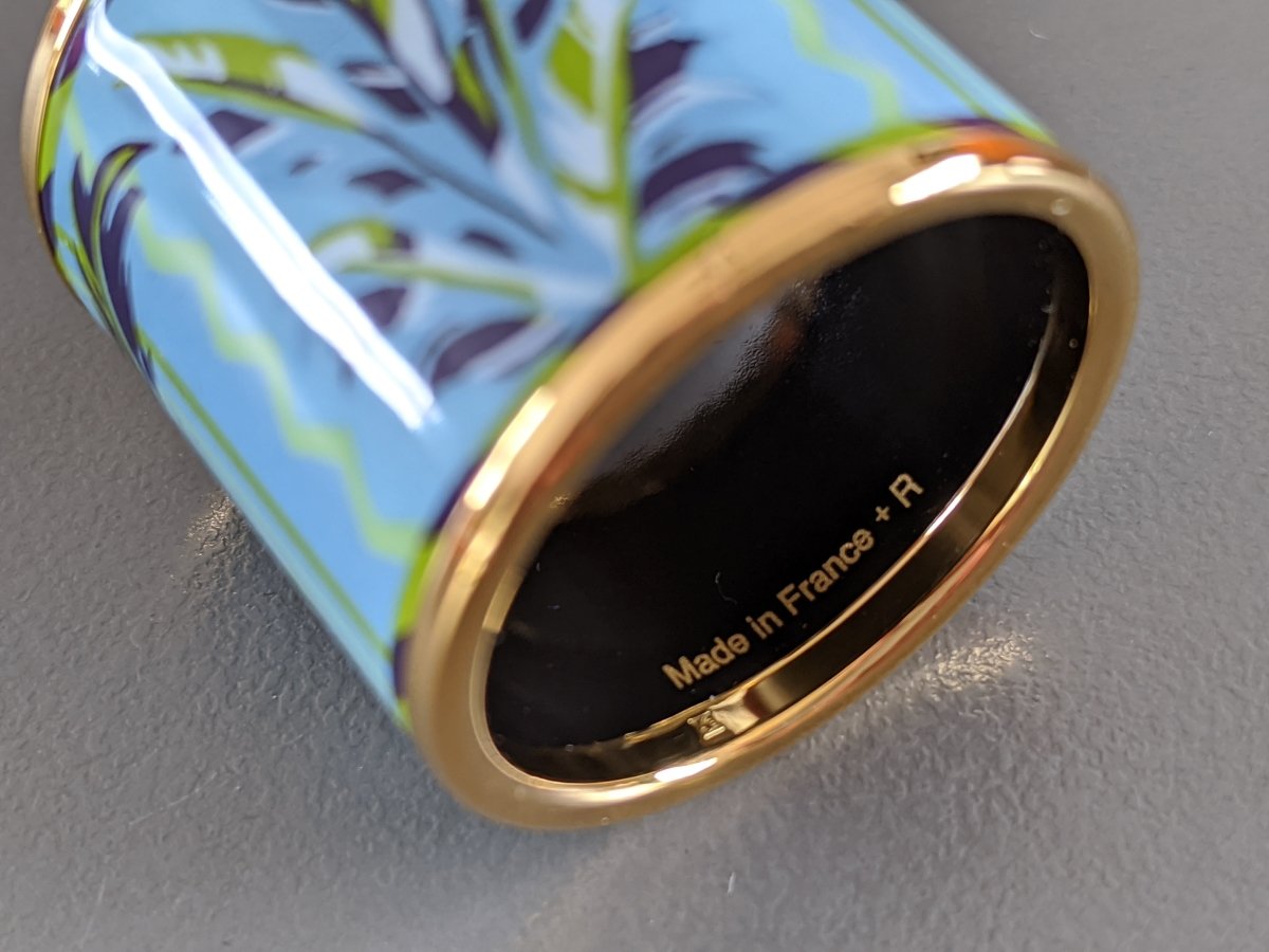 Hermes [71] 2014 Blue/Gold Enamel BRAZIL Scarf Ring, BNWTIB! - poupishop