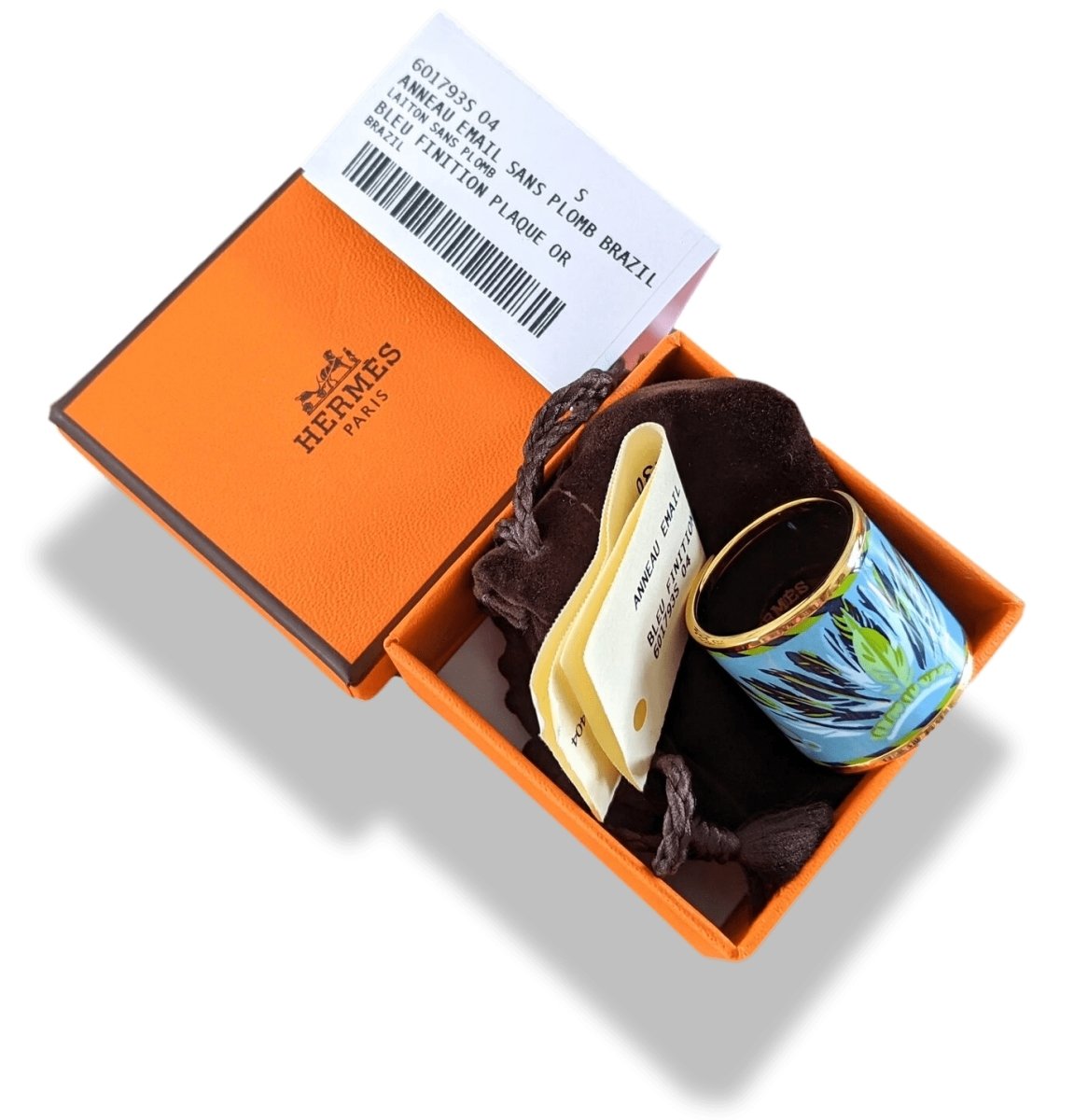 Hermes [71] 2014 Blue/Gold Enamel BRAZIL Scarf Ring, BNWTIB! - poupishop