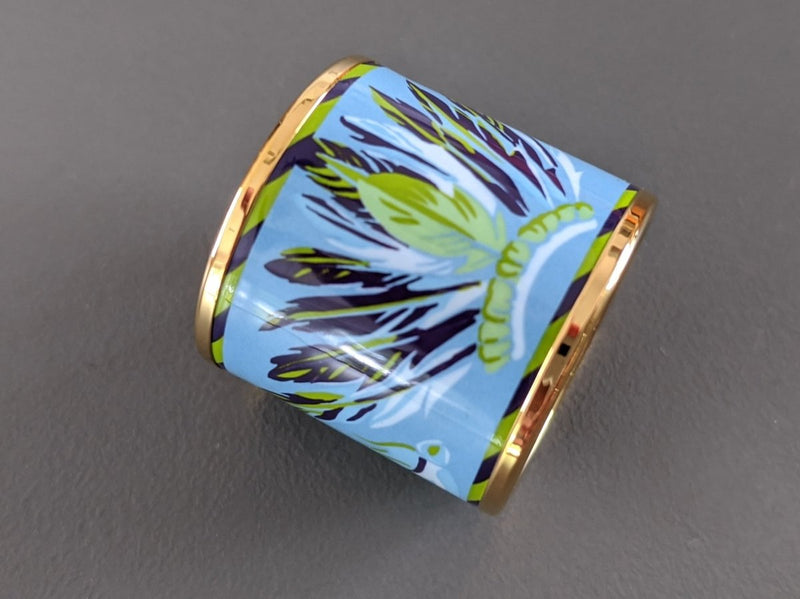 Hermes [71] 2014 Blue/Gold Enamel BRAZIL Scarf Ring, BNWTIB! - poupishop