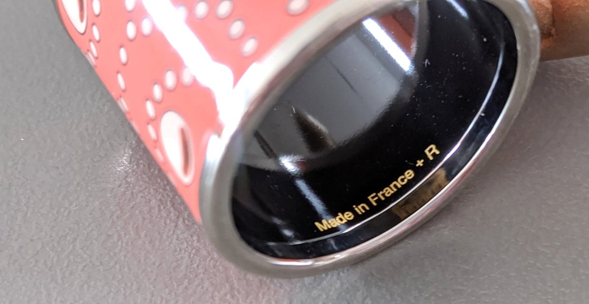 Hermes [72] Coral and Palladium Enamel COLLIER DE CHIEN Scarf Ring, BNWTIB! - poupishop