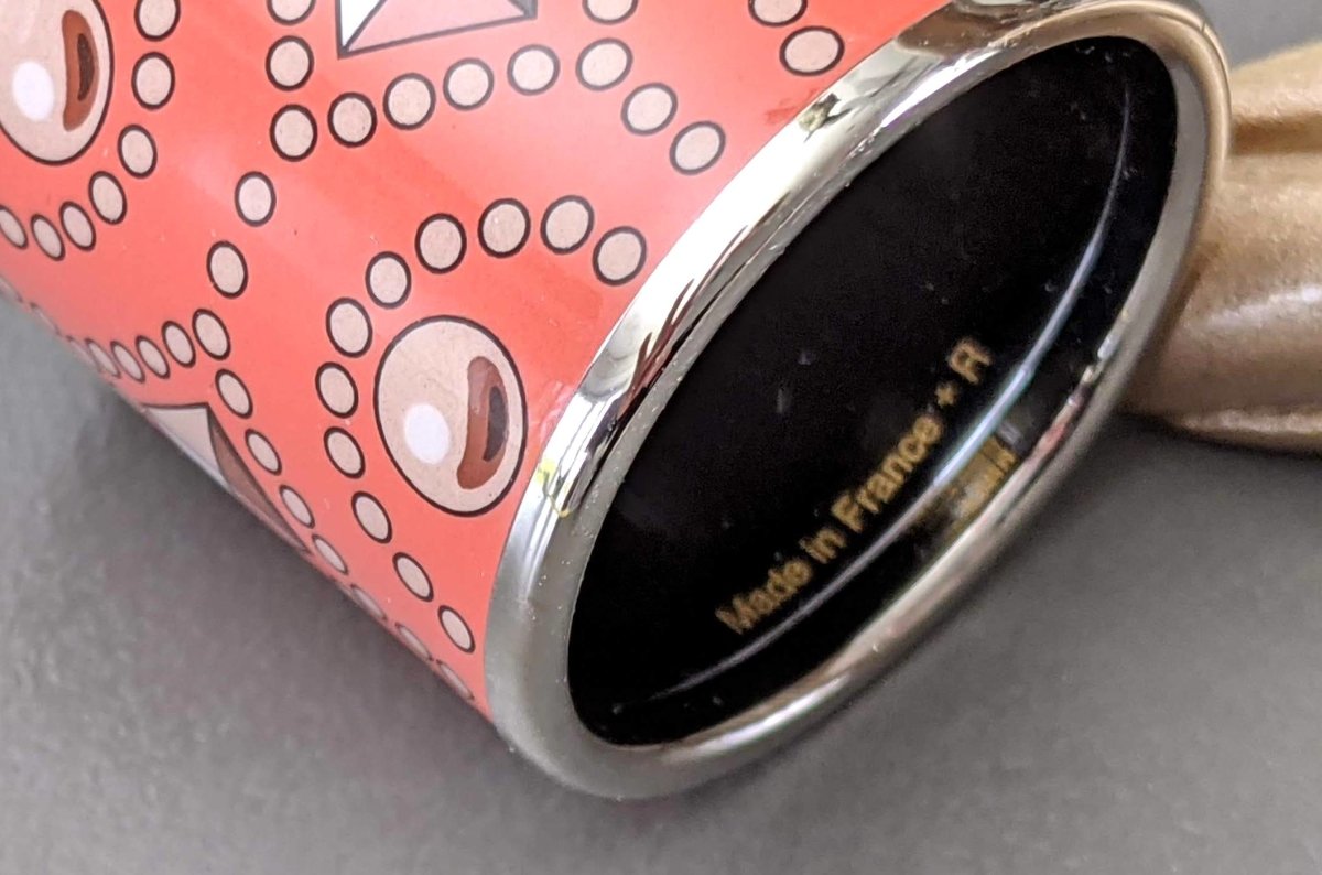 Hermes [72bis] Coral and Palladium Enamel COLLIER DE CHIEN Scarf Ring, New without box! - poupishop