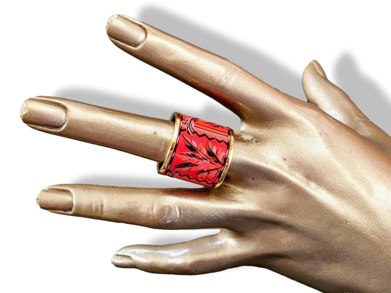 Hermes [73] 2014 Red Enamel BRAZIL Scarf Ring GHW, BNIB! - poupishop