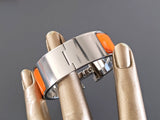 Hermes [77] Orange Enamel & Palladium AG CLIC CLAC H Wide Bangle Bracelet Sz PM, BNIB! - poupishop