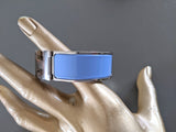 Hermes [79] Lavander/Lupin Enamel & Palladium AG CLIC CLAC H COLOR Wide Bangle Bracelet Sz GM, BNIB! - poupishop