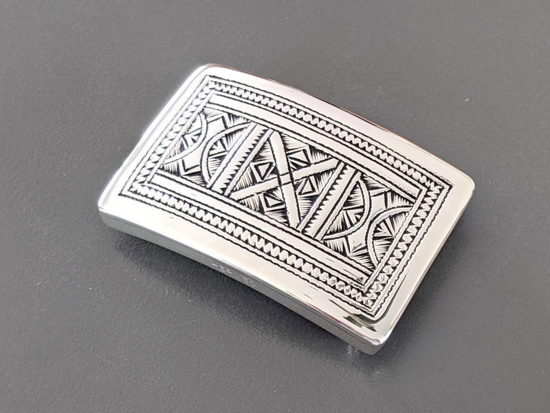 Hermes [8] AG Massif Sterling Silver 925 TOUAREG Belt Buckle H 32mm, New with Pochette and Box! - poupishop