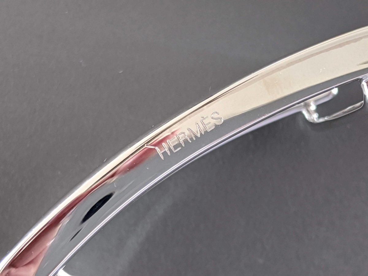 Hermes [8] AG Massif Sterling Silver 925 TOUAREG Belt Buckle H 32mm, New with Pochette and Box! - poupishop
