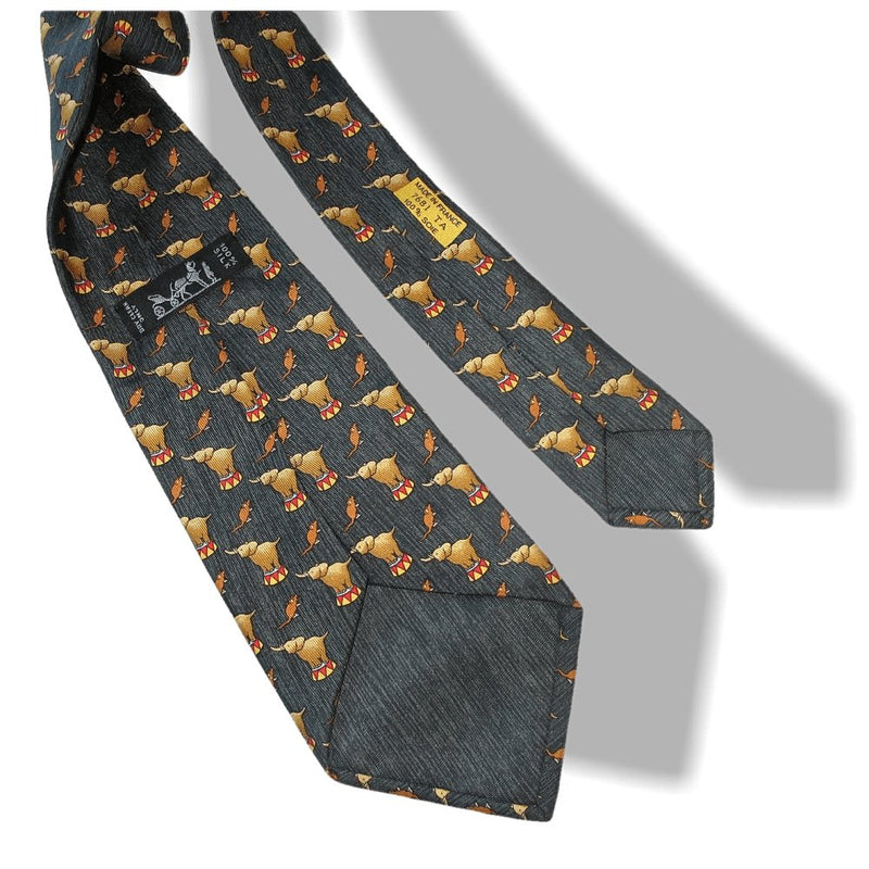 Hermes Elephant Trainer Mouse Circus Twill Silk Tie Nr 7681 TA