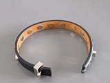 Hermes [88] Unisex Black Swift Calfskin/Or&Ag MINI DOG CLOUS CARRES Bracelet, BNIB! - poupishop