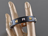 Hermes [88] Unisex Black Swift Calfskin/Or&Ag MINI DOG CLOUS CARRES Bracelet, BNIB! - poupishop