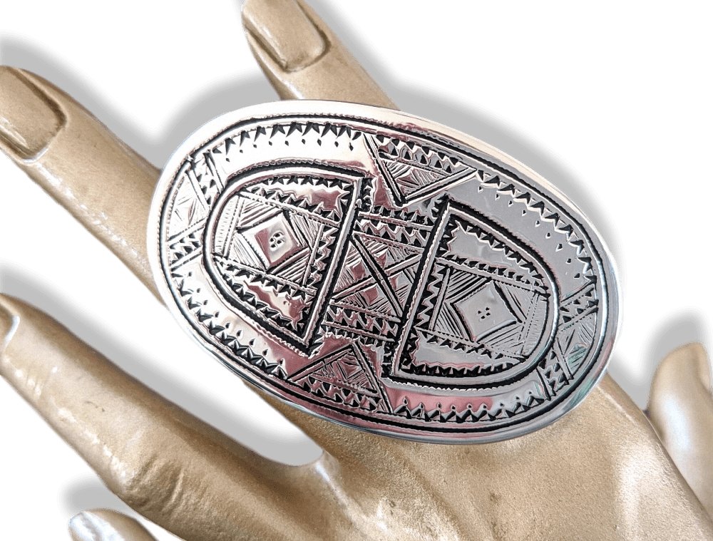 Hermes [9] AG Sterling Silver 925 TOUAREG TANDRIKA Belt Buckle H 32mm, BNIB! - poupishop