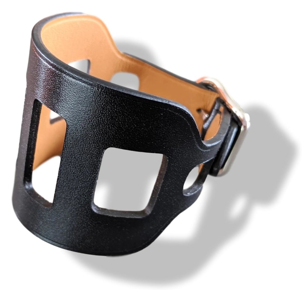 Hermes [90cm] Unisex Black Swift Calfskin/Ag MANCHETTE PERFOREE Bracelet Sz T2, BNIB! - poupishop