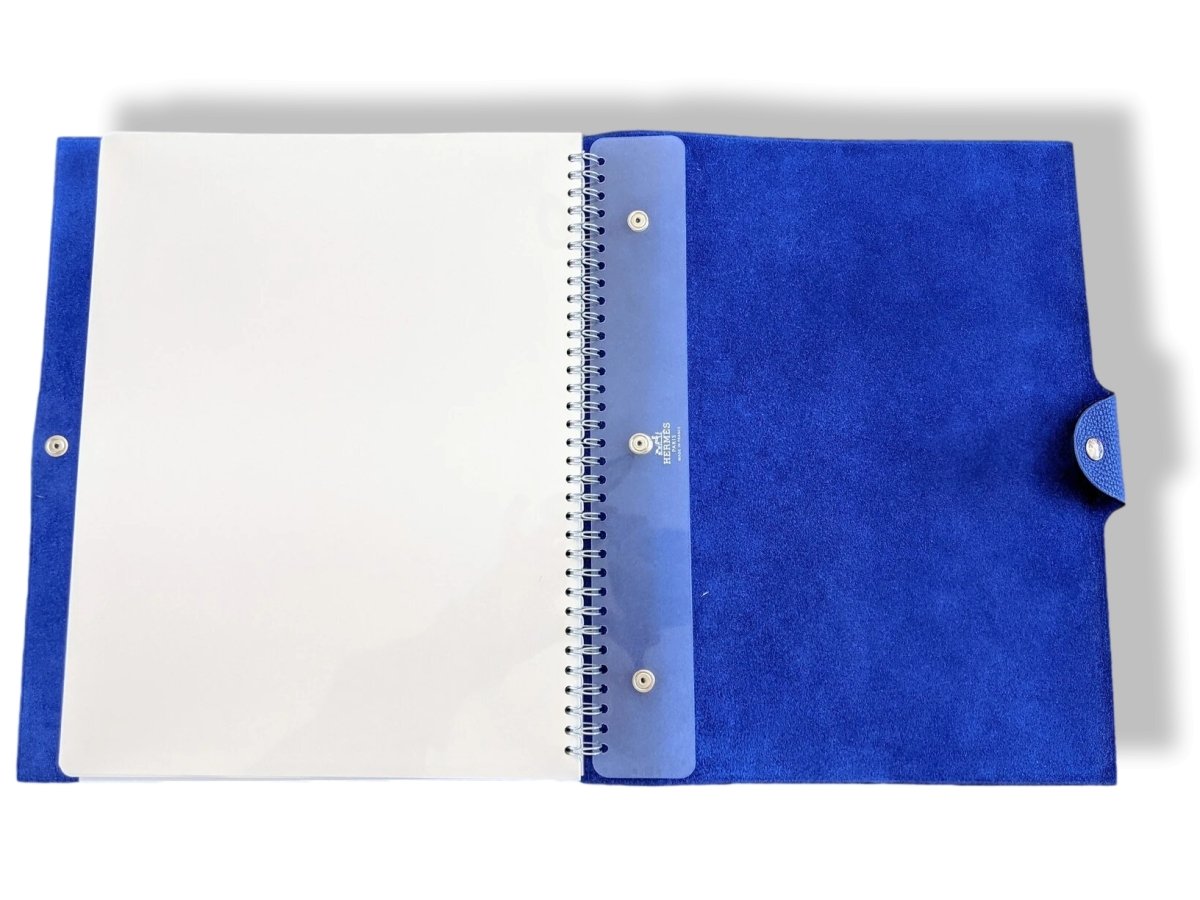 Hermes [93] Electric Blue Togo Calfskin ULYSSE GM NoteBook Cover + Plain Chinook Paper Refill, Box! - poupishop